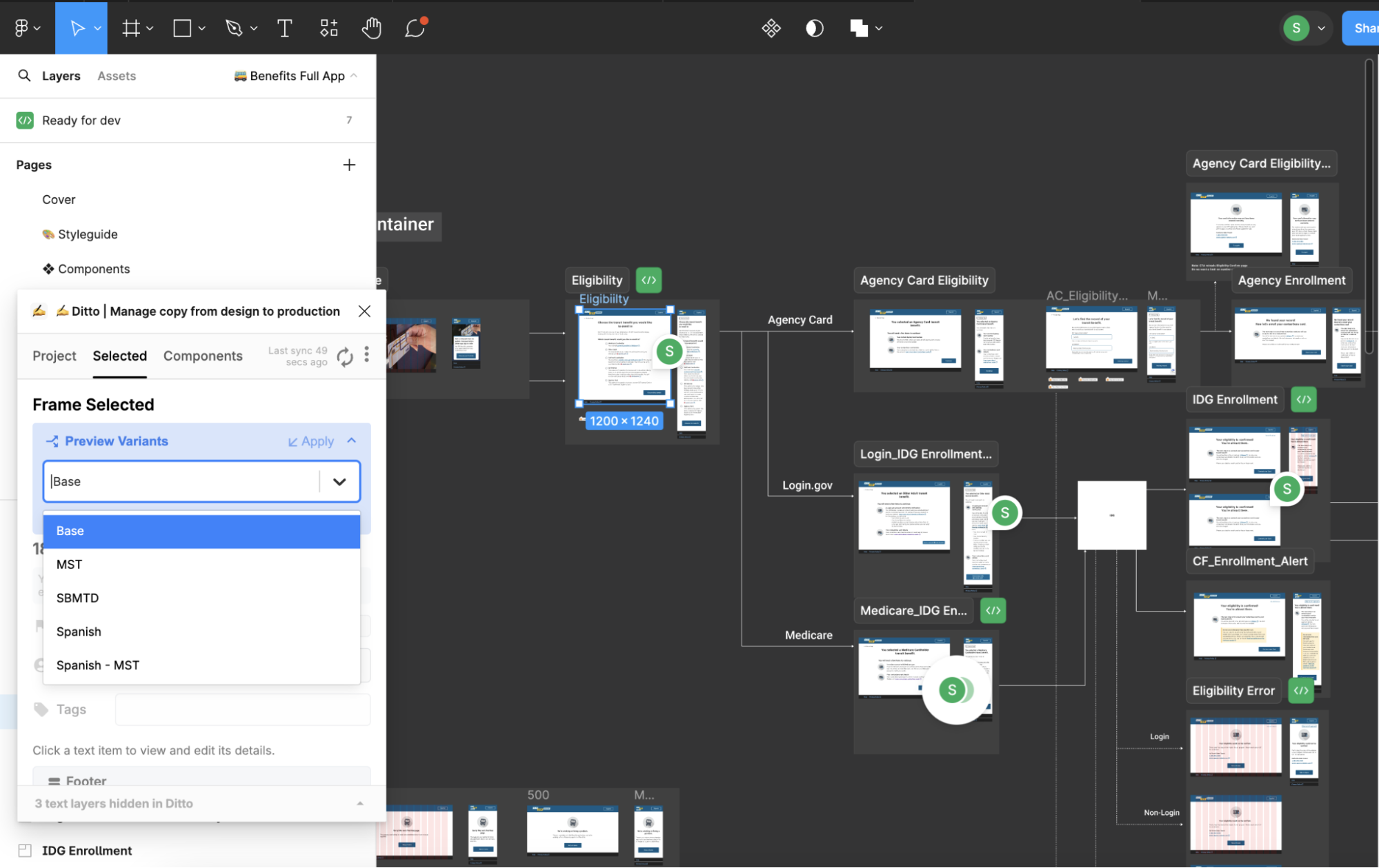 Viewing copy in Spanish in Figma